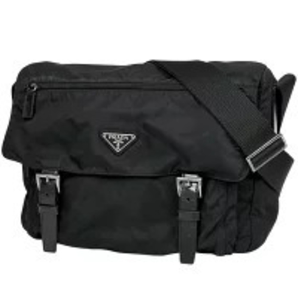 Prada Plate Shoulder Bag Messenger Nero Black